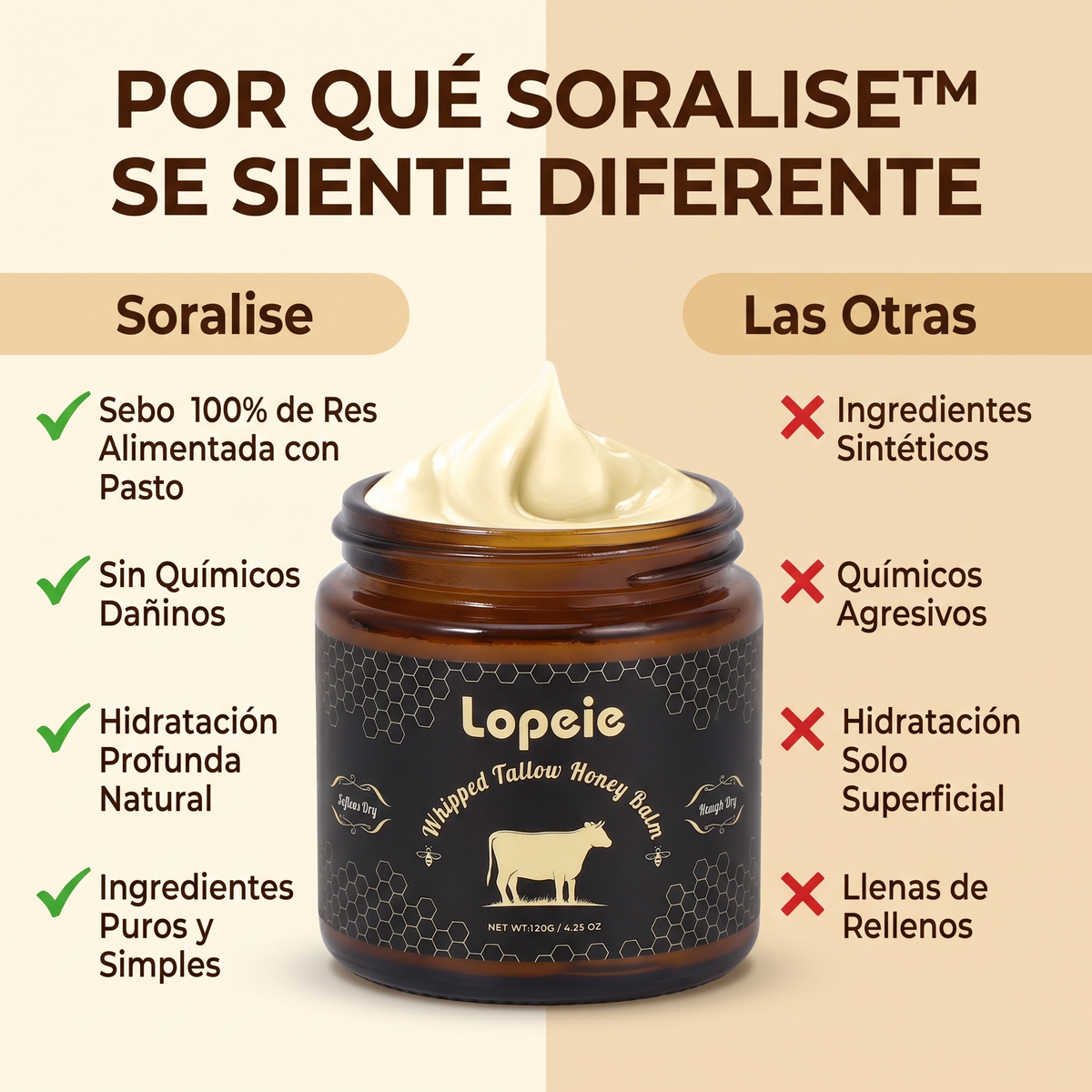Soralise™ Bálsamo de Sebo de Res con Miel